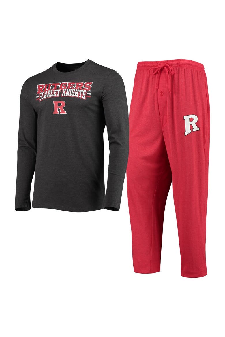 Men's Concepts Sport Scarlet/Heathered Charcoal Rutgers Scarlet Knights Meter Long Sleeve T-Shirt & Pants Sleep Set, Alternate, color, Scarlet
