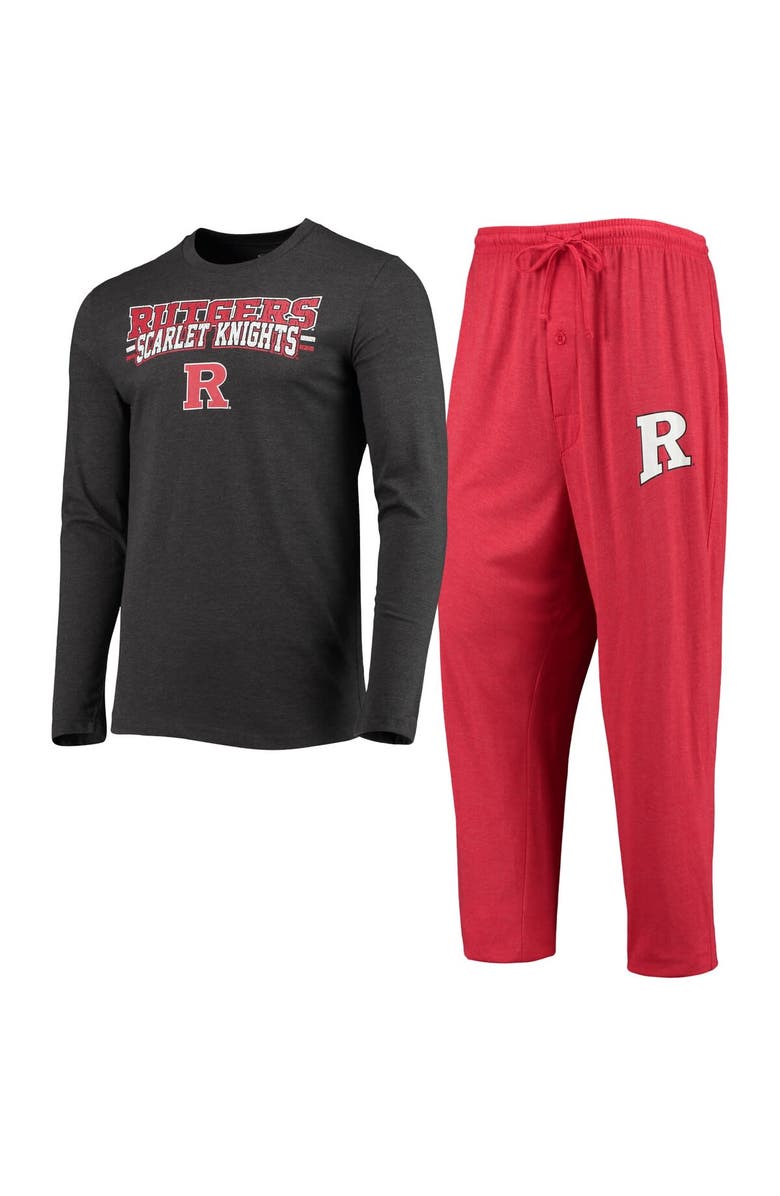 CONCEPTS SPORT Men's Concepts Sport Scarlet/Heathered Charcoal Rutgers Scarlet Knights Meter Long Sleeve T-Shirt & Pants Sleep Set, Alternate, color, 