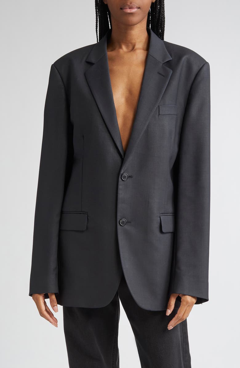 Maison Margiela Single Breasted Mohair & Wool Blazer, Main, color, 