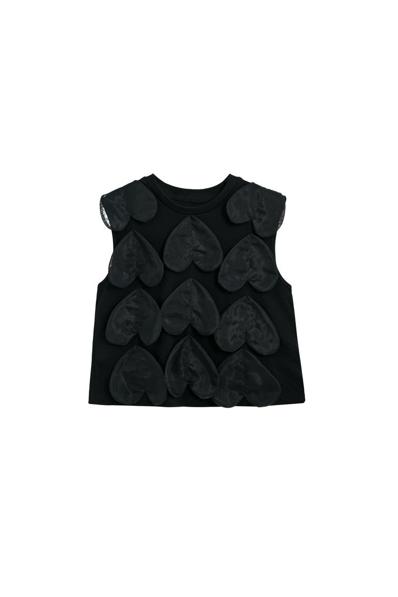 Hearts Sleeveless Shorts Set, Alternate, color, Black