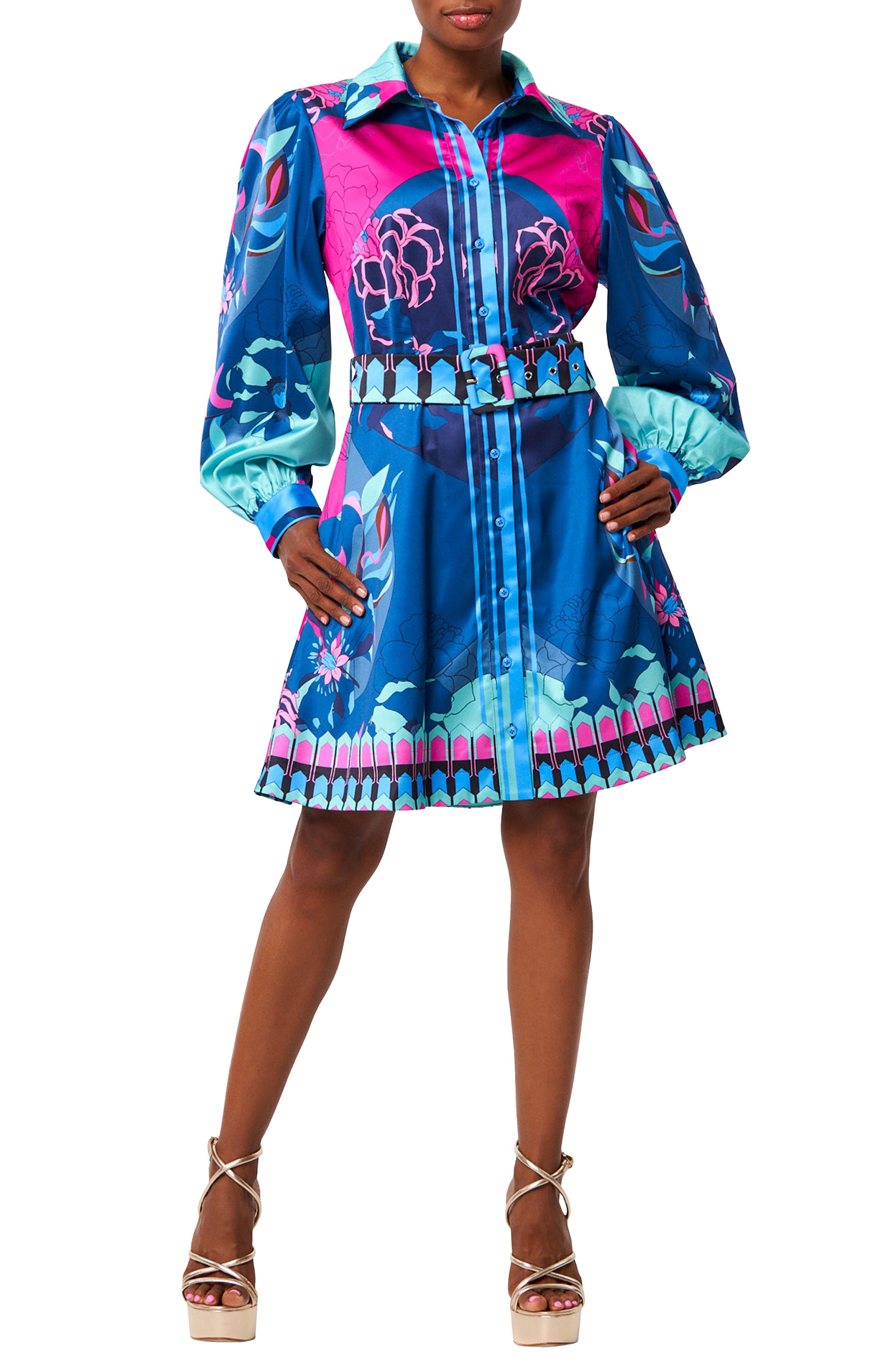 CIEBON Billy Floral Print Long Sleeve Dress