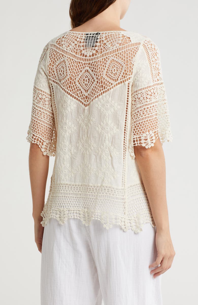 Forgotten Grace Mixed Media Top, Alternate, color, Natural