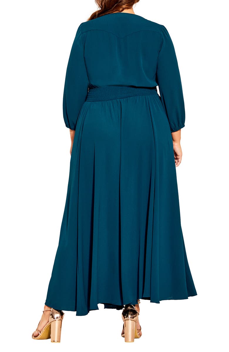 City Chic Desire Shirred Waist Button Front Maxi Dress, Alternate, color, 