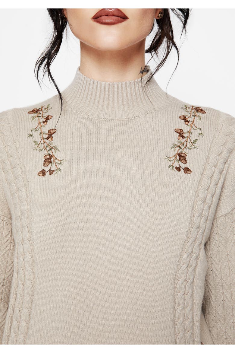 Enya Acorn Cable Knit Sweater, Alternate, color, Neutral