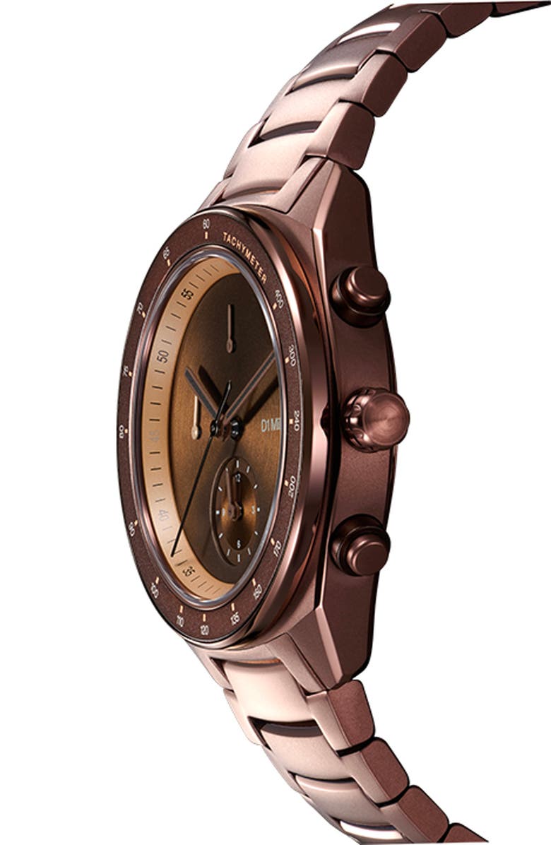 D1 Milano Essential Brown Chronograph Bracelet Watch, 40mm, Alternate, color, 