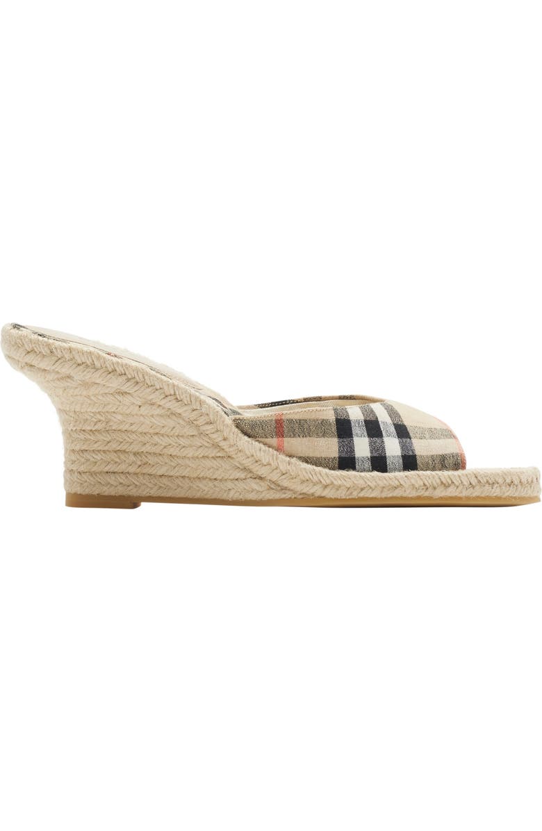 Burberry Check Mews Espadrille Mules, Main, color, Sand Beige