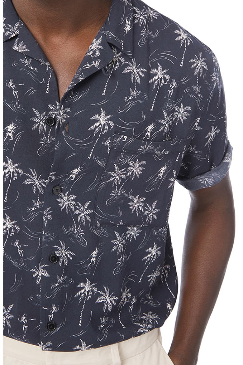 Regular Fit Tropical Short Sleeve Button-Up Camp Shirt, Alternate, color, NOIR MULTI