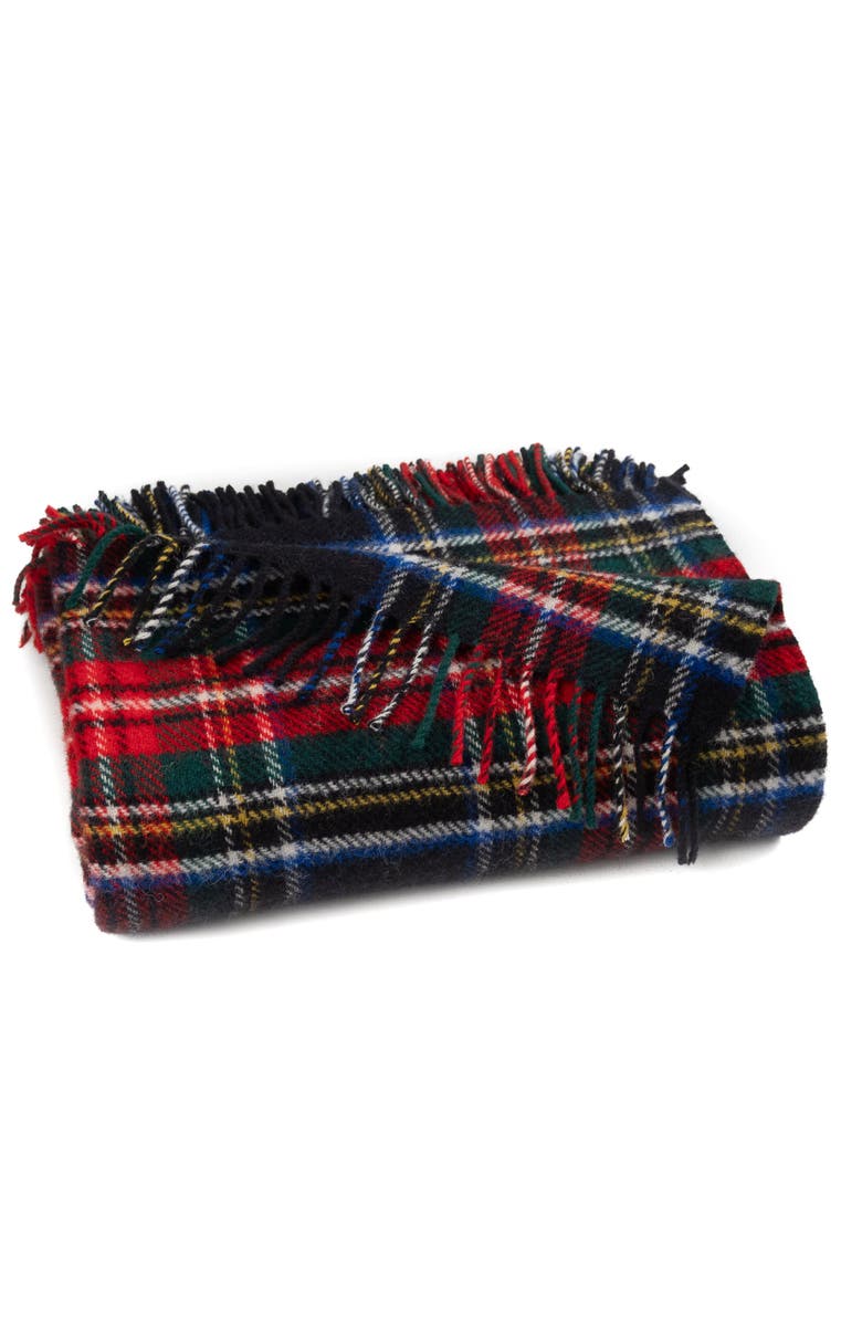 Prince of Scots Highland Tweeds Pure New Wool Fluffy Throw, Alternate, color, Black Stewart
