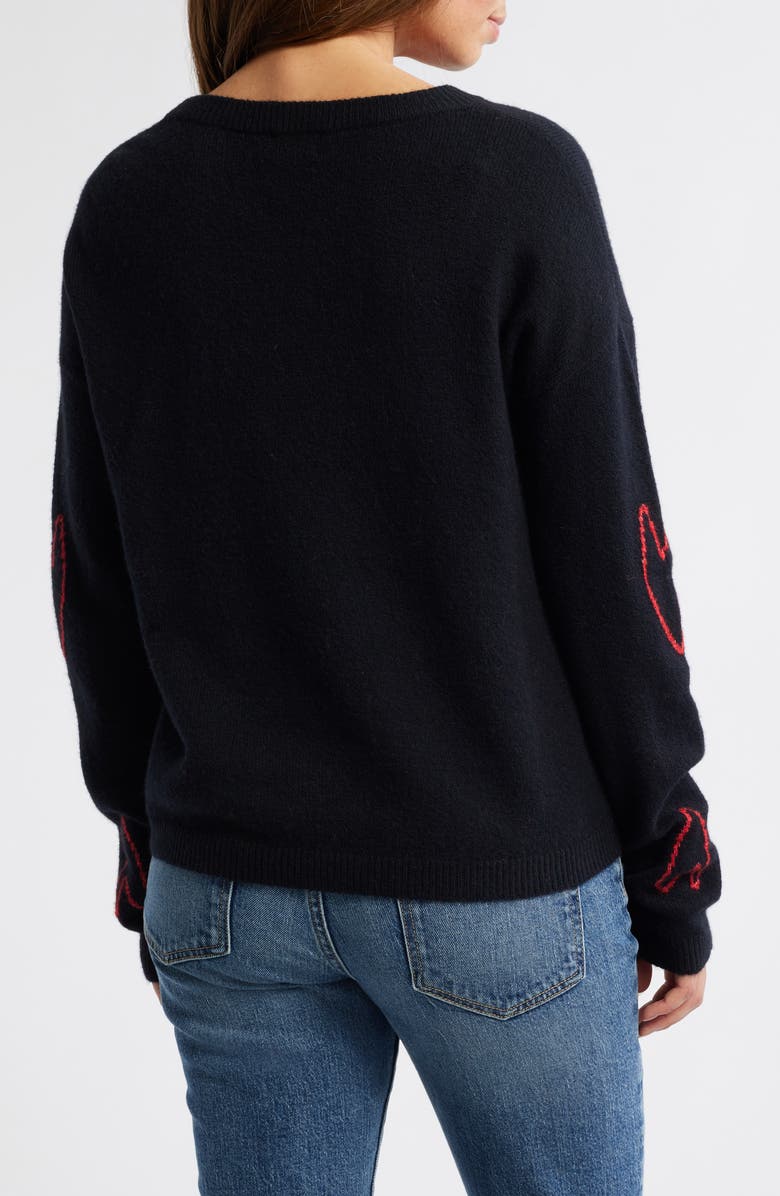 Caslon<sup>®</sup> Jacquard Hearts Cotton Blend Sweater, Alternate, color,