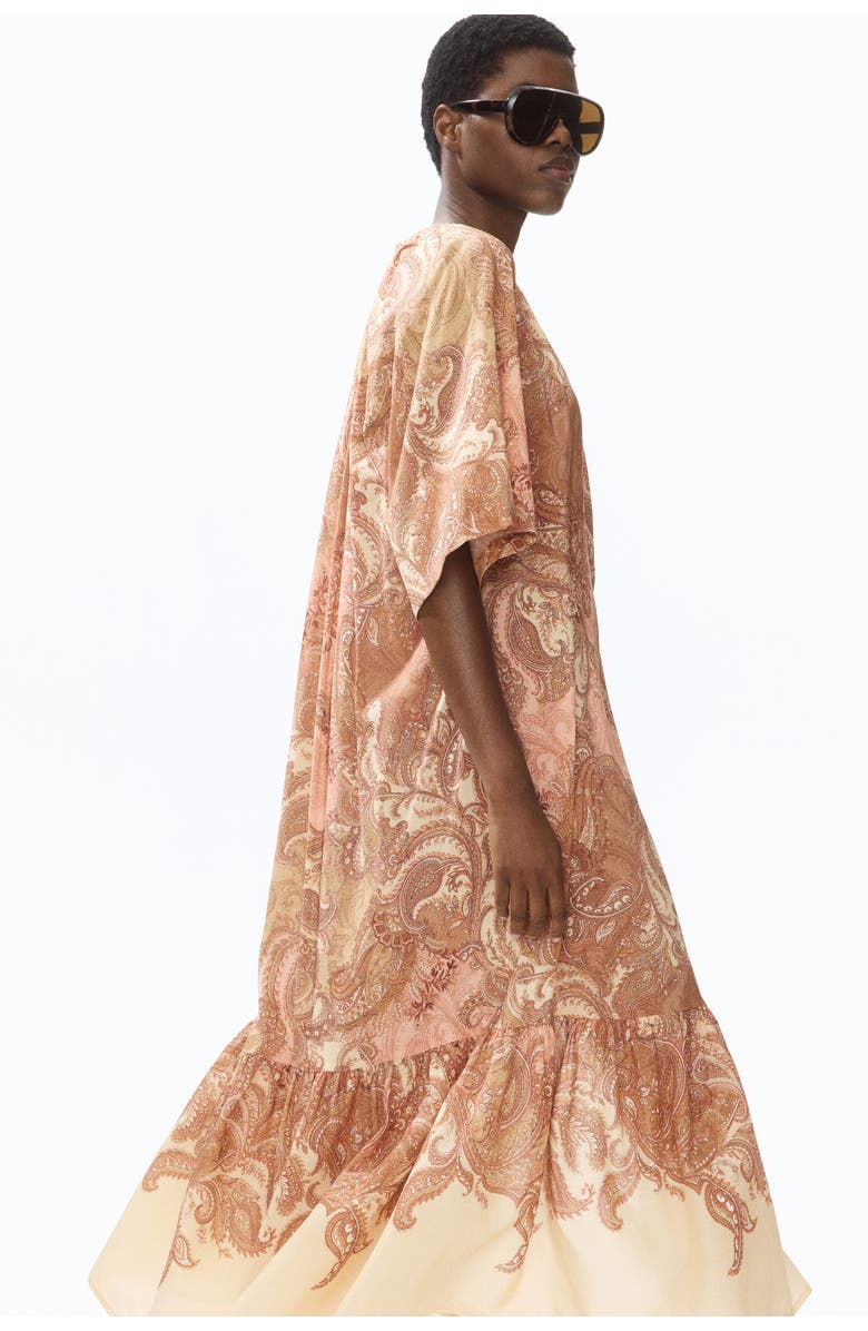 H&M Short-sleeved Tie-belt Dress, Alternate, color, Beige/Paisley