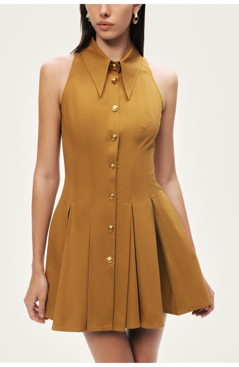 Nocturne Sleeveless Pleated Mini Dress, Alternate, color, Camel