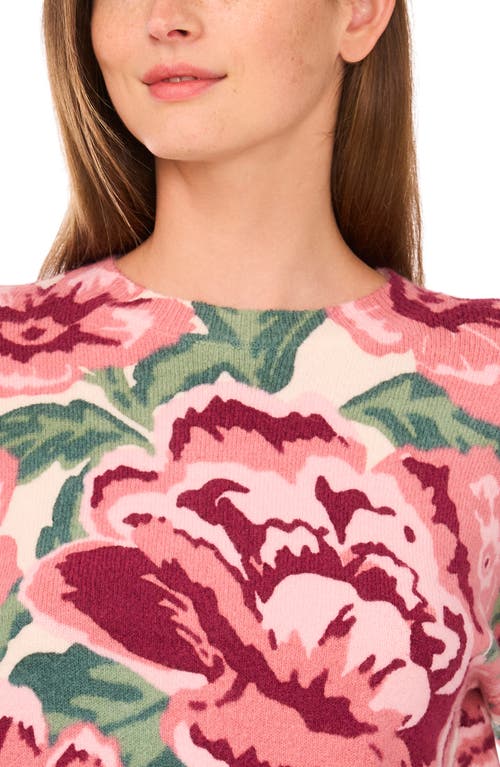 Cece Floral Crewneck Sweater In Multi