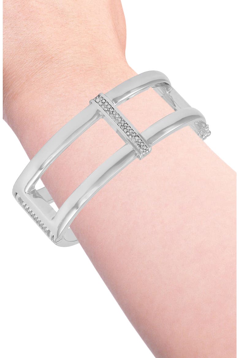 Crystal Bangle Bracelet, Alternate, color, SILVERTONE