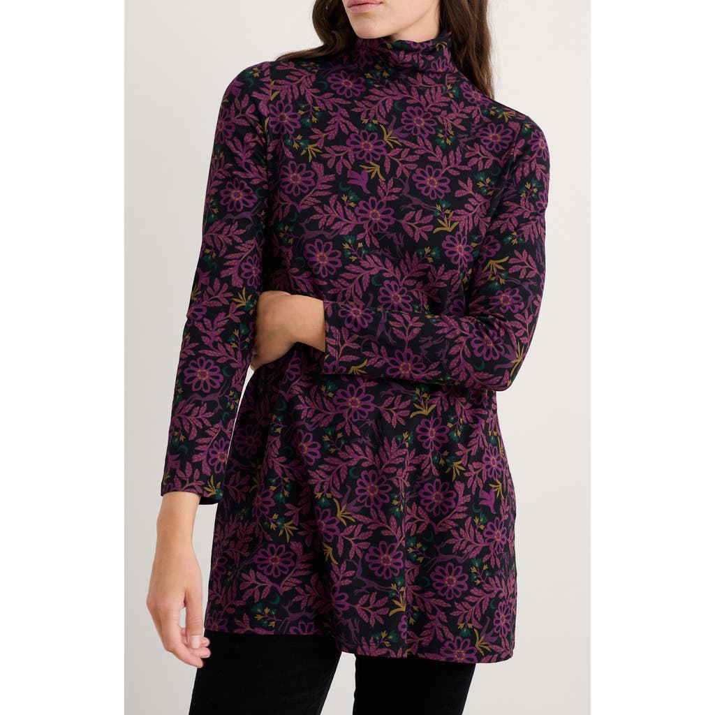 Seasalt Cornwall Grass Kelp Mock Neck Stretch Organic Cotton Tunic In Purple