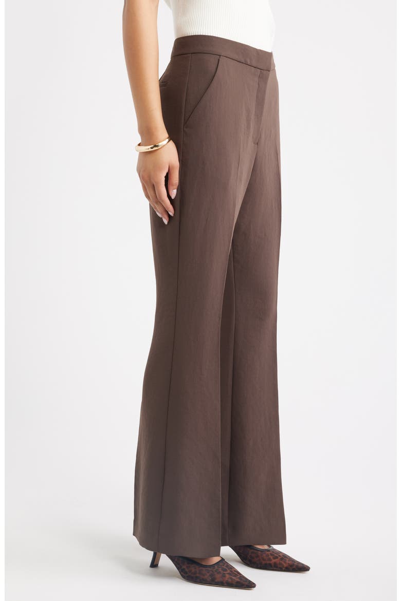 Curator Crepe Flare Leg Trousers, Alternate, color, BROWN SEAL