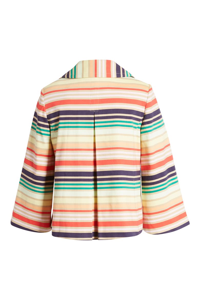 x Atlantic-Pacific Stripe Short Trench Jacket, Alternate, color, NAVY MULTI HORIZONTAL STRIPE