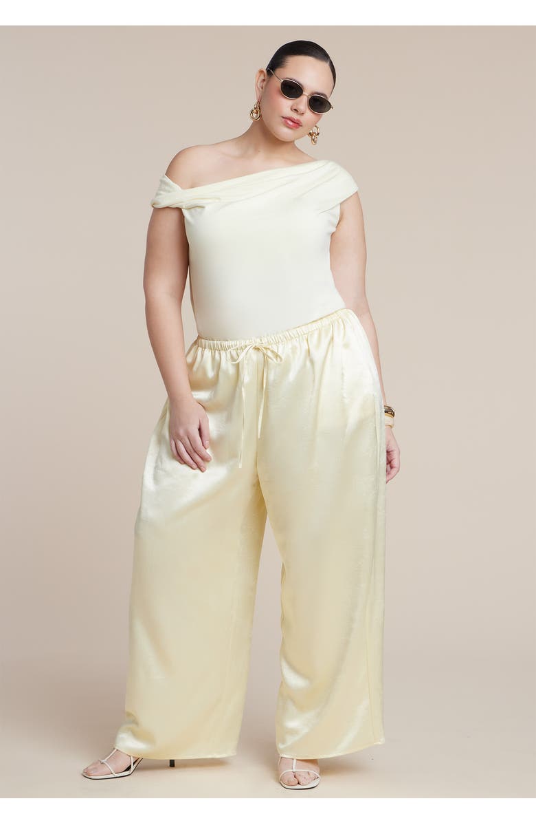 ELOQUII Asym Twist Sleeve Top, Alternate, color, Sunlight