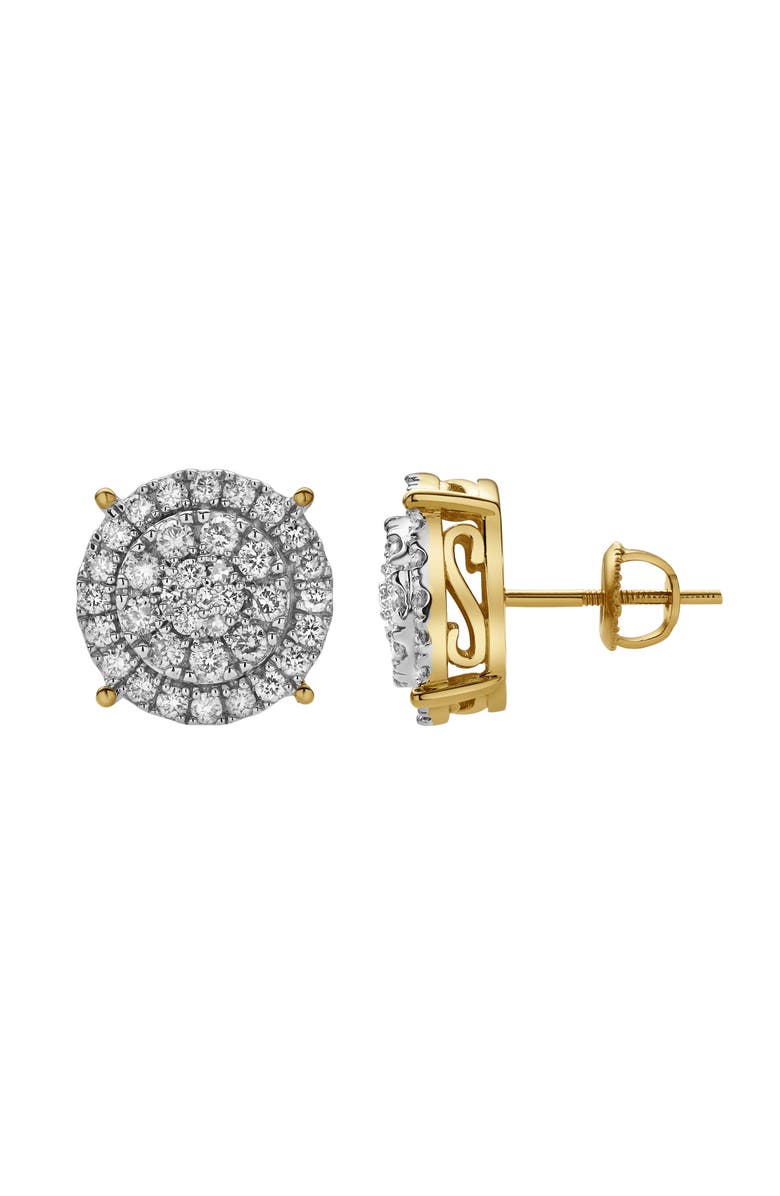 LuvMyJewelry Zephyra 10K Yellow Gold Cluster Diamond Unisex Earrings - 1 Cts, Main, color, 10K Yellow Gold
