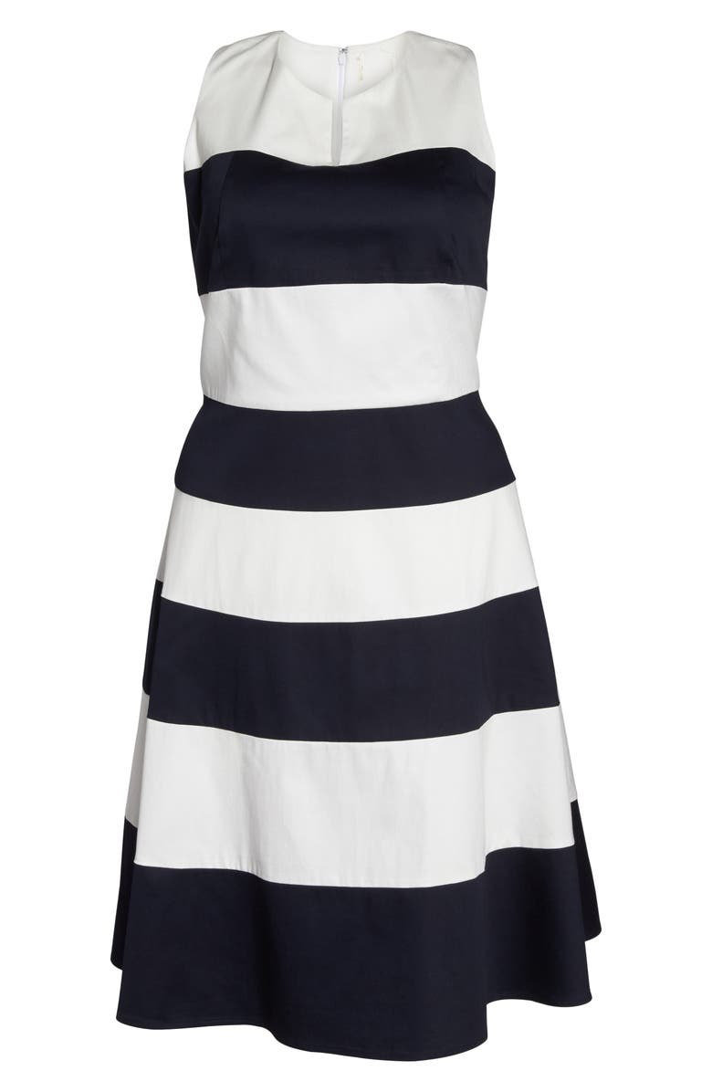1901 Stripe Fit & Flare Dress, Alternate, color, Navy- White Stripe