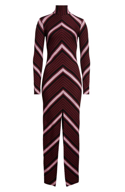 Missoni High Collar Long Sleeve Dress In Black And Pink