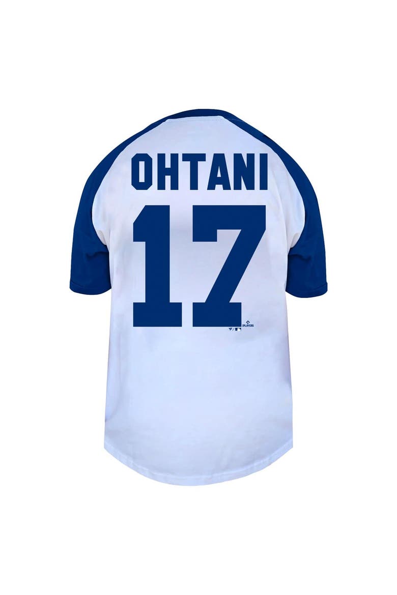 Women's Profile Shohei Ohtani White Los Angeles Dodgers Plus Size Name & Number Raglan Henley T-Shirt, Alternate, color, White