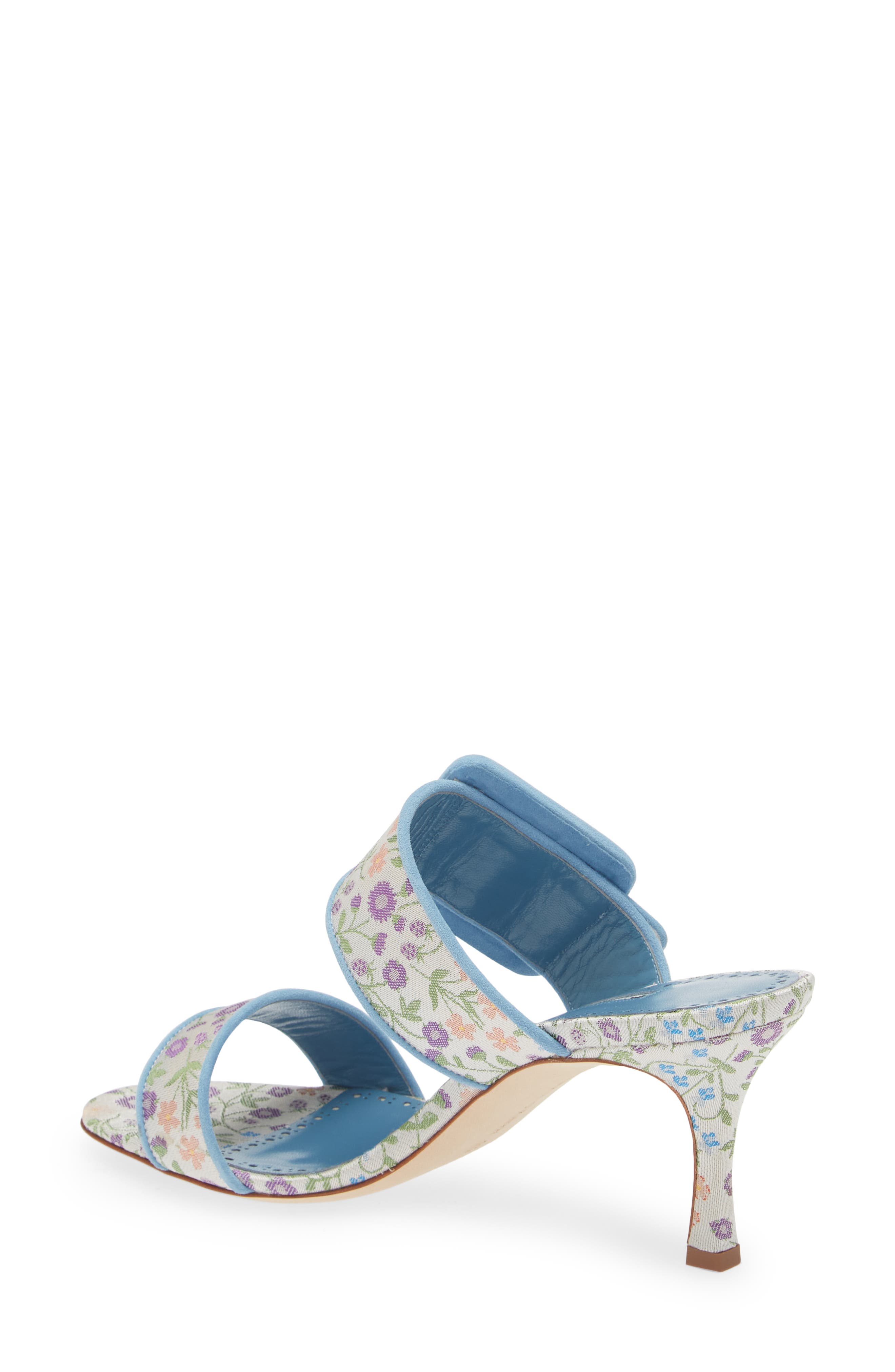Manolo Blahnik Gamble Floral Sandal, Alternate, color, Blue/ Ivory Multi