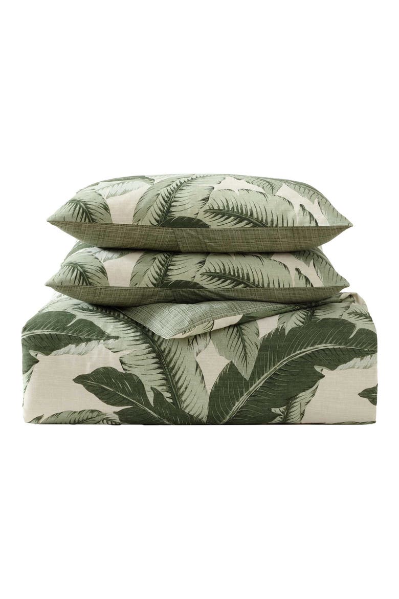 Vintage Palms Duvet Cover & Sham Set, Main, color, DARK GREEN