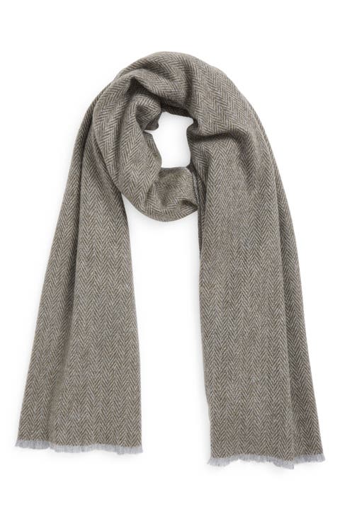 Herringbone Cashmere Fringe Scarf