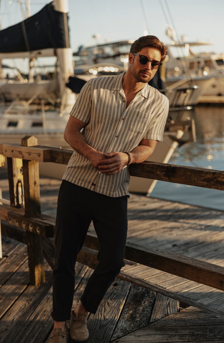 The Normal Brand Freshwater Cotton Camp Shirt, Alternate, color, Vintage Blue Stripe