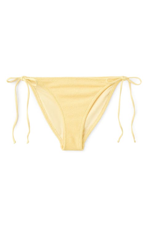 Textured Side Tie Bikini Bottoms