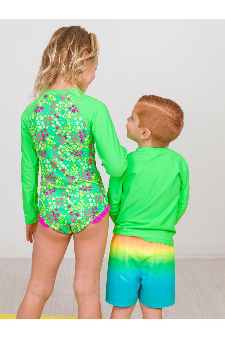 Boys Upf50+ Sun Protected Long Sleeve Rash Guard, Alternate, color, Neon Lime
