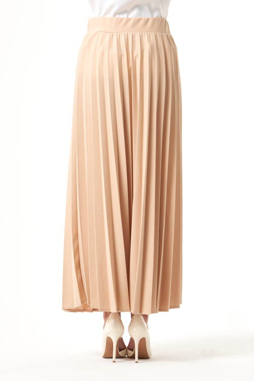 Mizalle Waisted Pleated Midi Skirt In Neutral