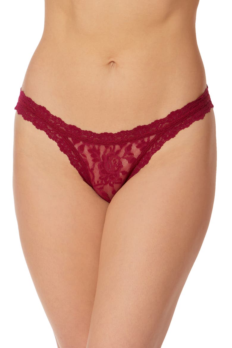 'Signature Lace' Brazilian Bikini, Main, color, DARK POMEGRANATE RED