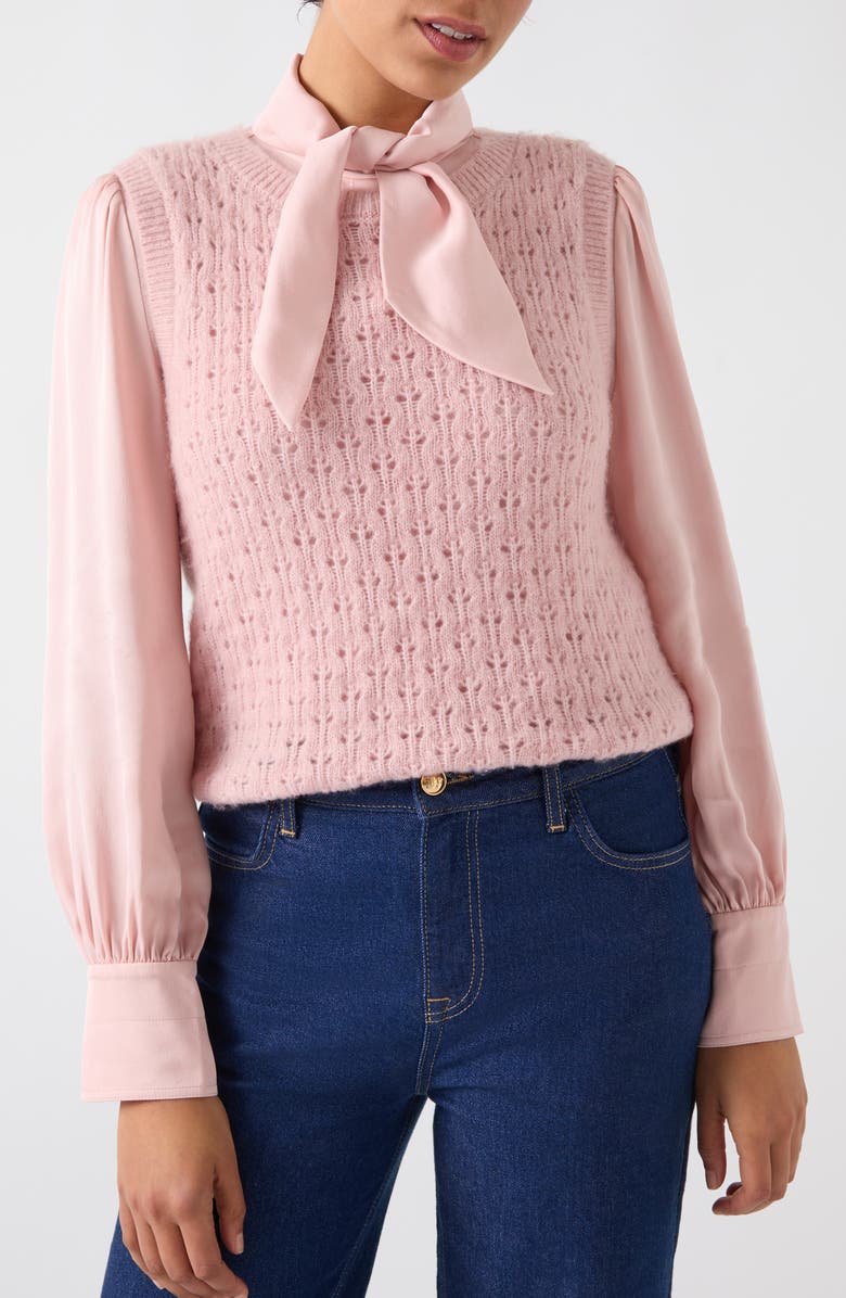 LK Bennett Gaia Pointelle Vest, Main, color, Light Pink