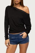 EDIKTED Paola Studded One-Shoulder Top