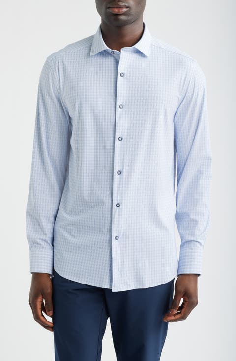 XC+™ Motion Microcheck Knit Button-Up Shirt
