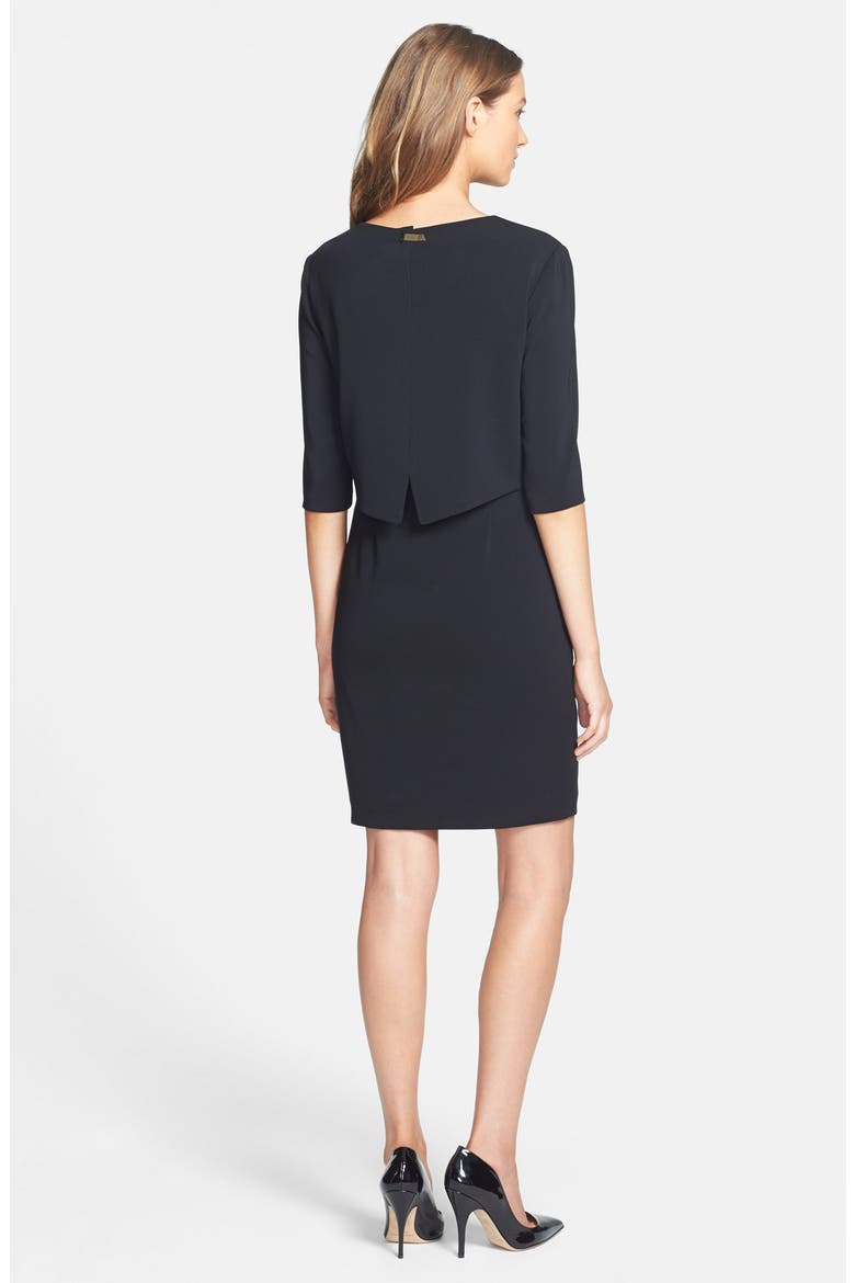 'Shira' Crepe Popover Dress, Alternate, color, RICH BLACK