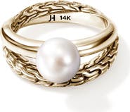 John Hardy JH Essential Pearl Ring, Gold