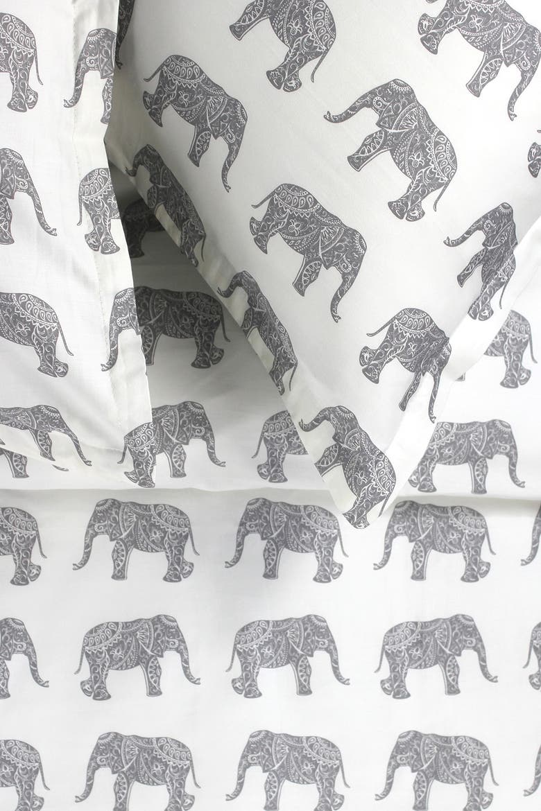 Elephants 400 Thread Count Cotton Duvet Set, Alternate, color, GREY