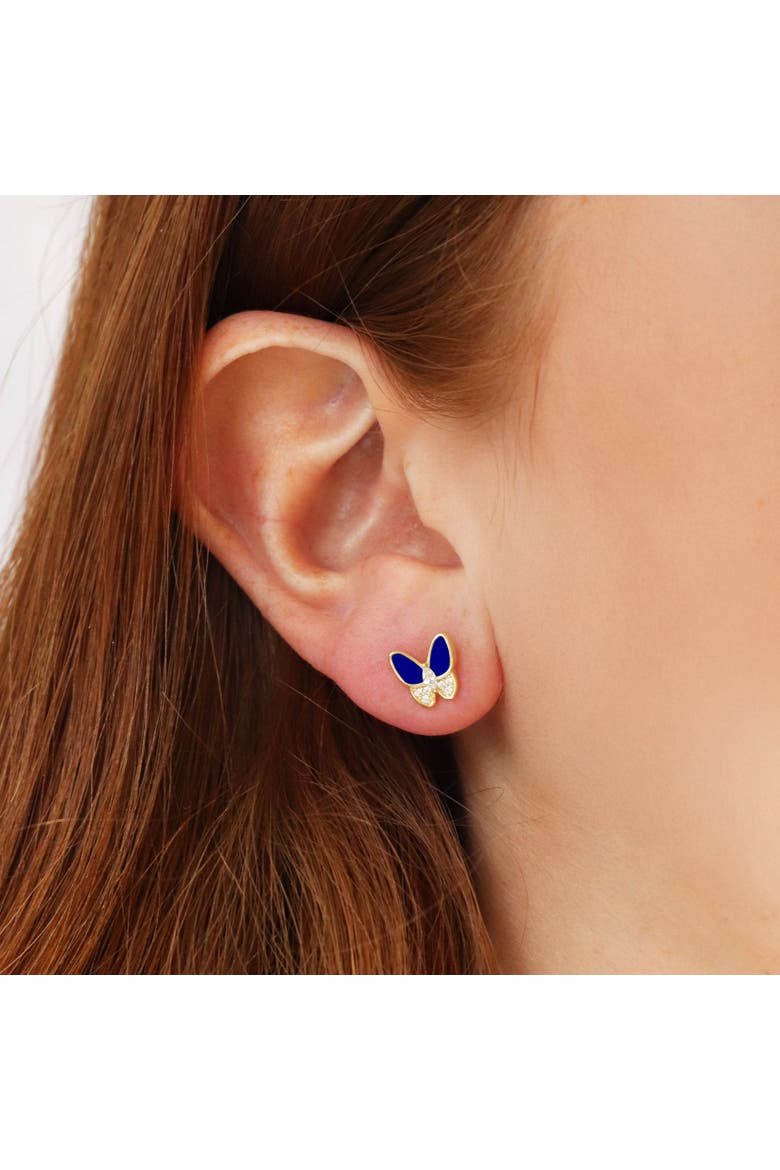 Lapis CZ Butterfly Stud Earrings, Alternate, color, Lapis
