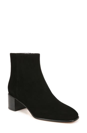 Vince Suede Block-heel Ankle Booties In Black
