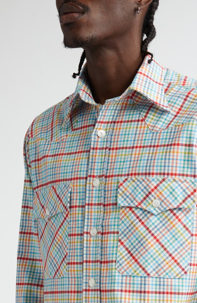 Drake's Brushed Tablecloth Check Western Shirt, Alternate, color,