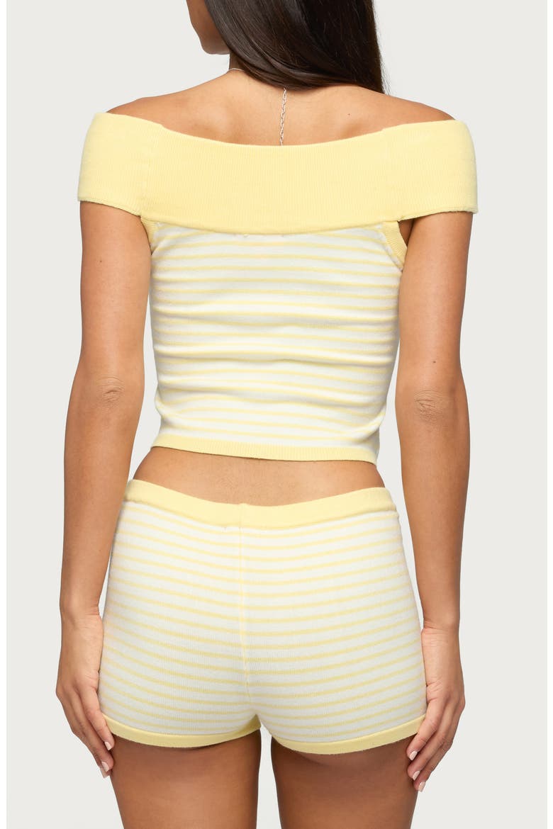 Camil Off the Shoulder Stripe Knit Top, Alternate, color, YELLOW-AND-WHITE