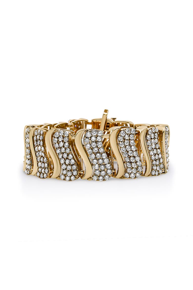 14K Yellow Gold 15.0 Cttw Diamond Chevron Wave 7.25" Inch Link Bracelet, Main, color, Yellow Gold