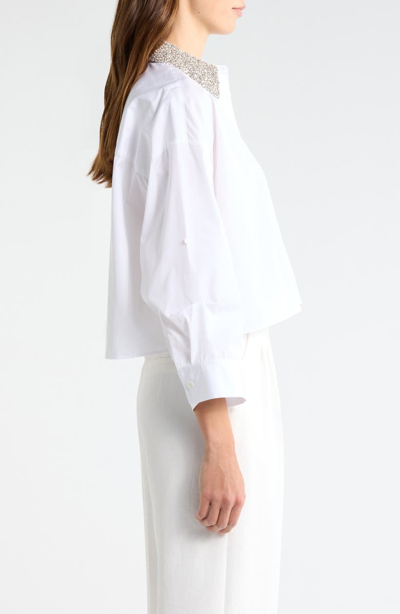 TWP Embellished Collar Cotton Button-Up Shirt, Alternate, color, White