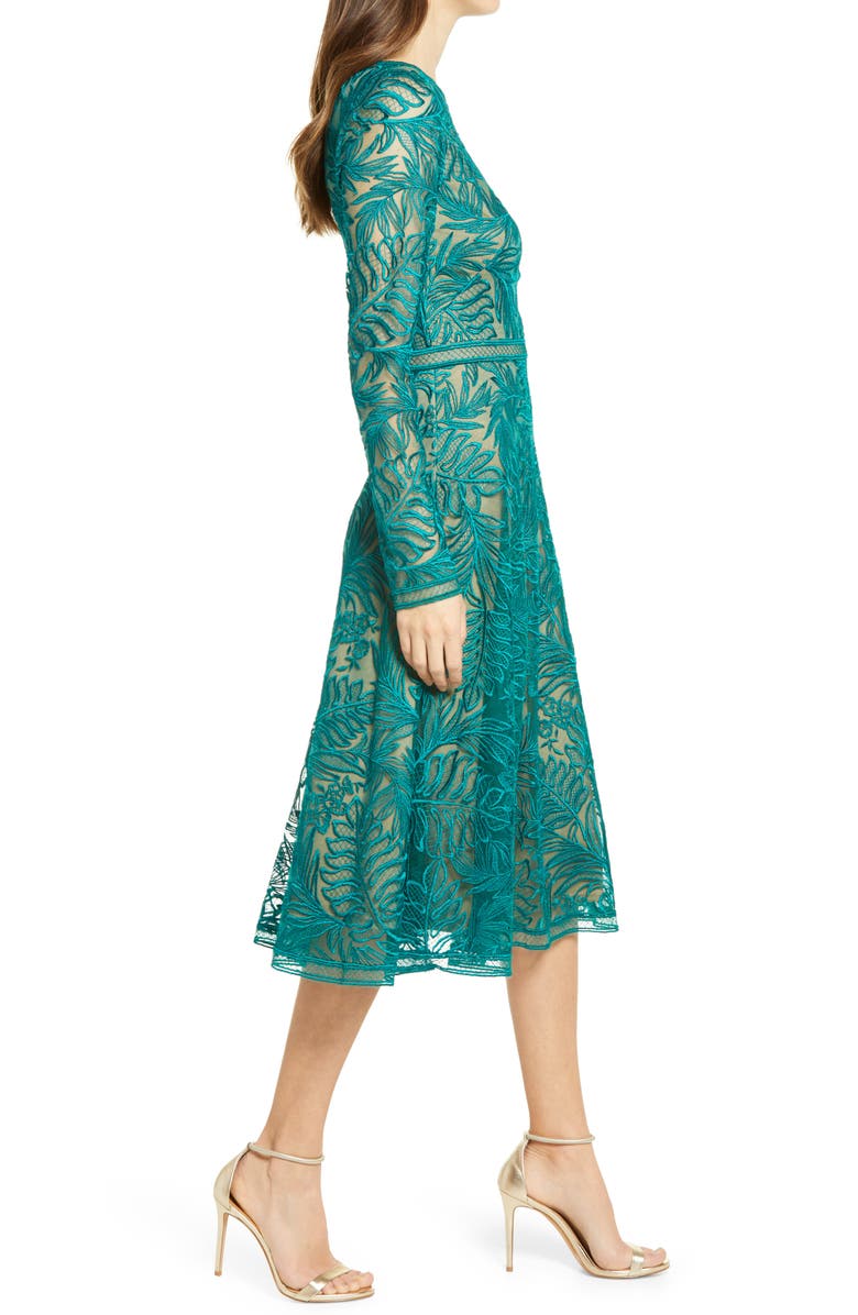 Tadashi Shoji Long Sleeve Lace Cocktail Midi Dress, Alternate, color,