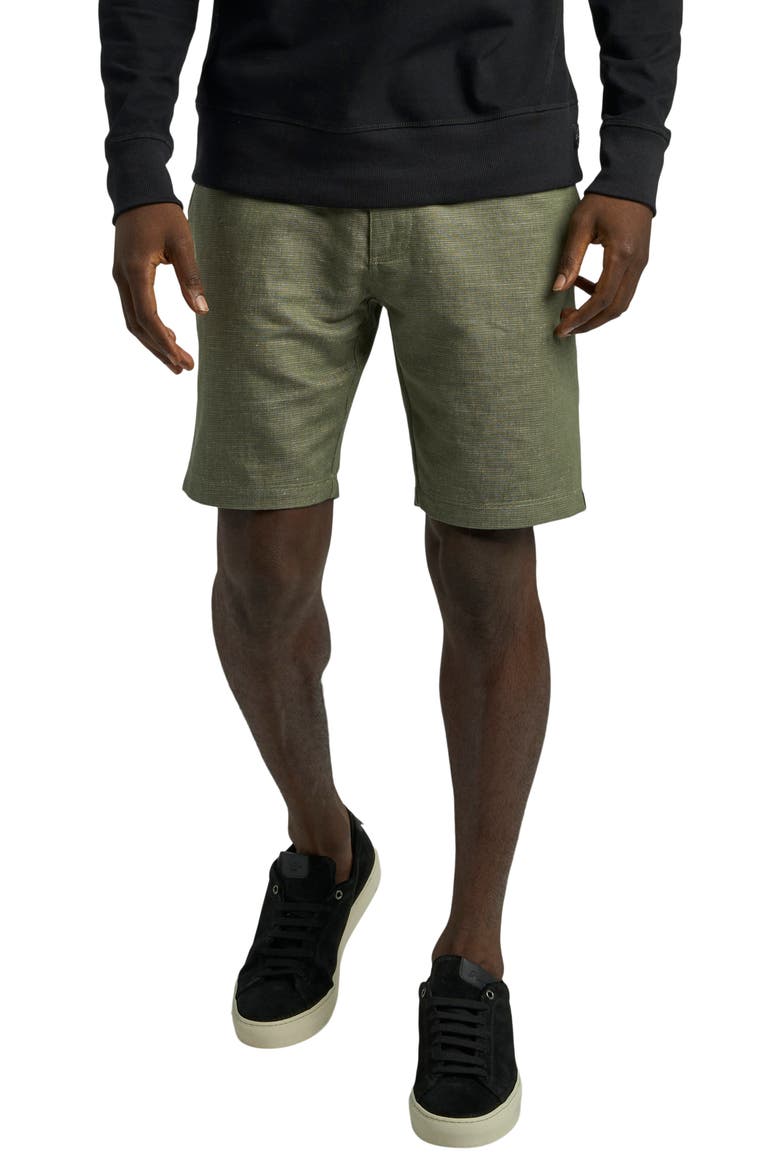 Tulum Flat Front Linen & Cotton Shorts, Main, color, ARMY