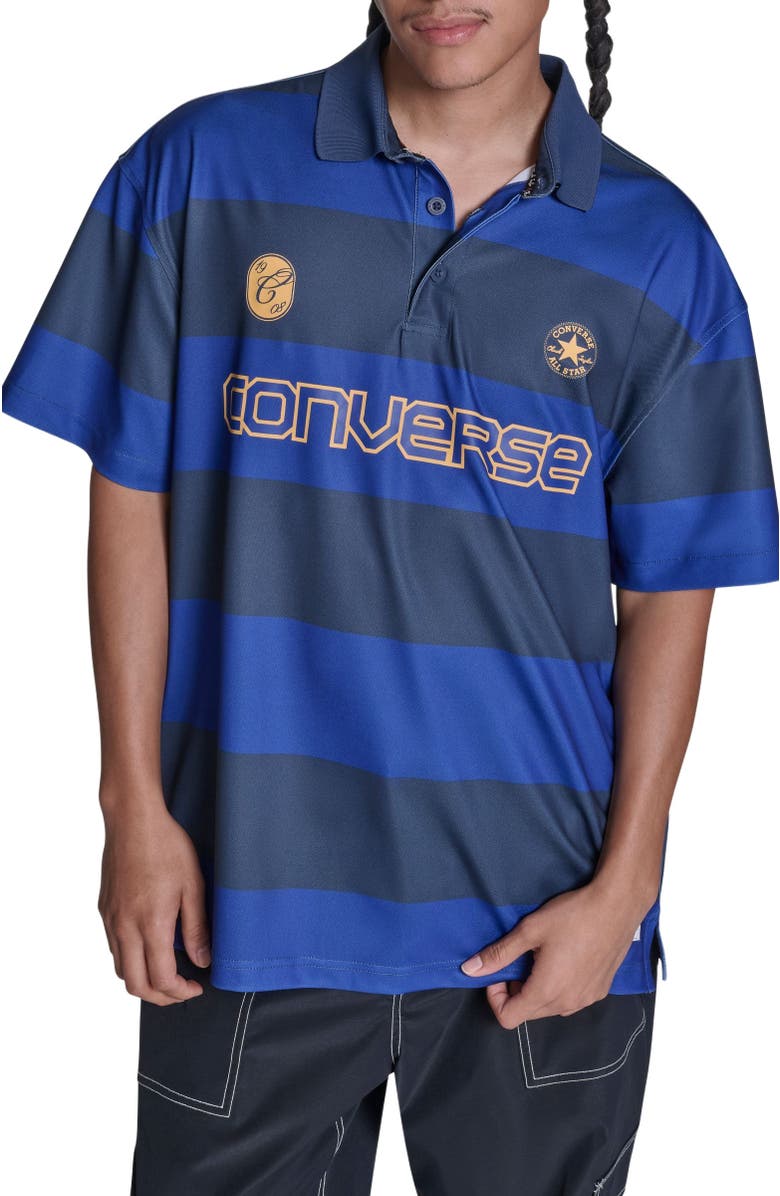 Converse Retro Chuck Short Sleeve Polo Shirt, Main, color, Converse Blue Multi