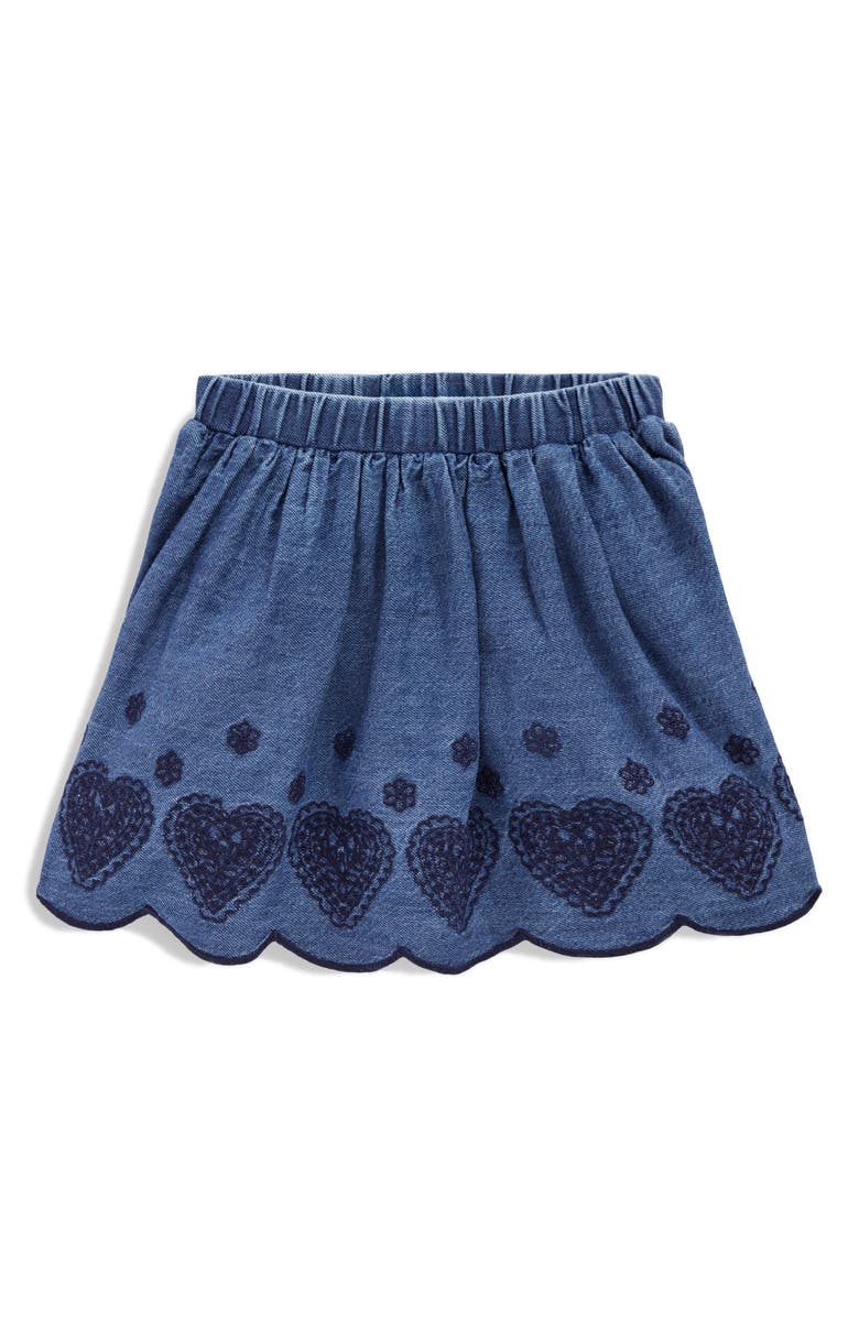 Mini Boden Kids' Embroidered Chambray Skirt, Main, color, Chambray