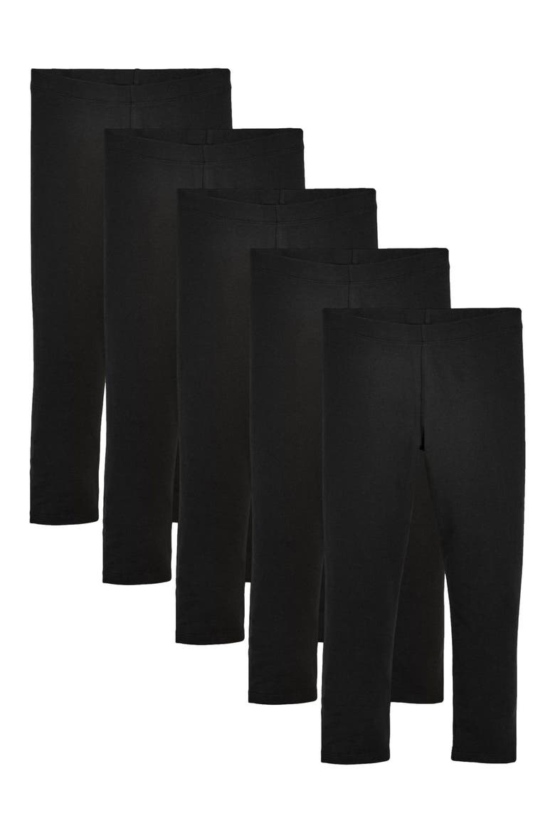 Kids' 5-Pack Stretch Cotton Leggings, Main, color, BLACK